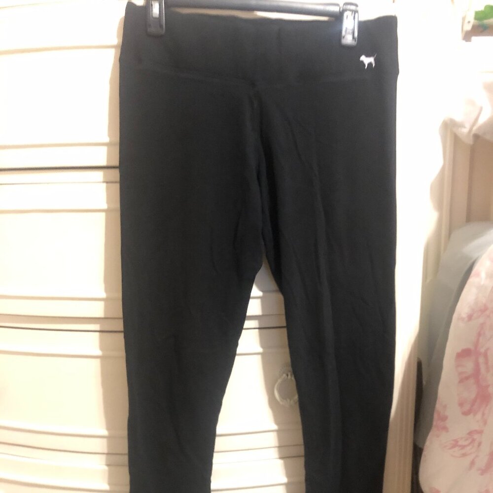 Victoria’s Secret PINK Fold-Over Yoga Leggings Black Women’s Large